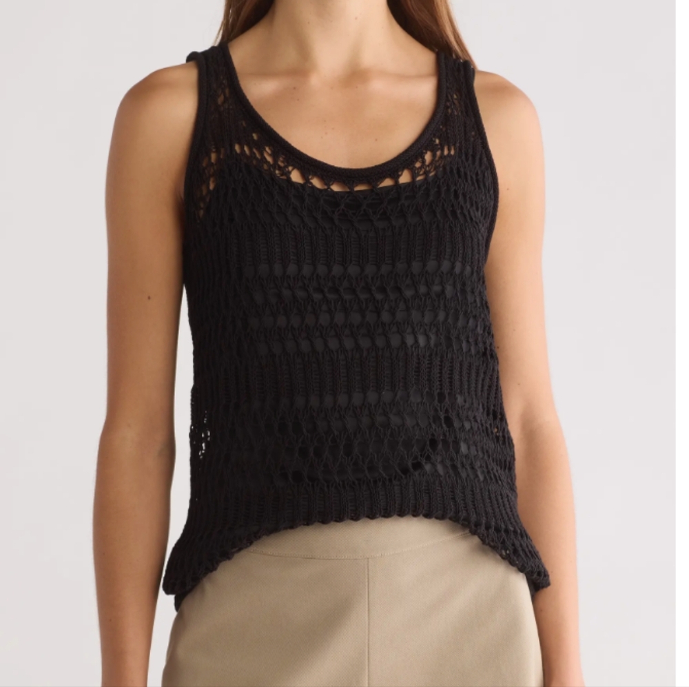 Theory Lace Tank Black Crochet
